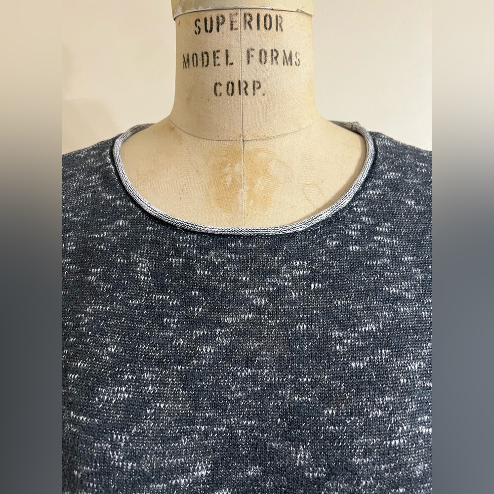 Eileen Fisher Cape Poncho XL Gray Tweed Organic Linen Cotton Knit Sleeveless Top - Picture 2 of 8